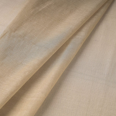 Beige - Traditional Tissue Chanderi Silk Handloom Zari Weave Fabric