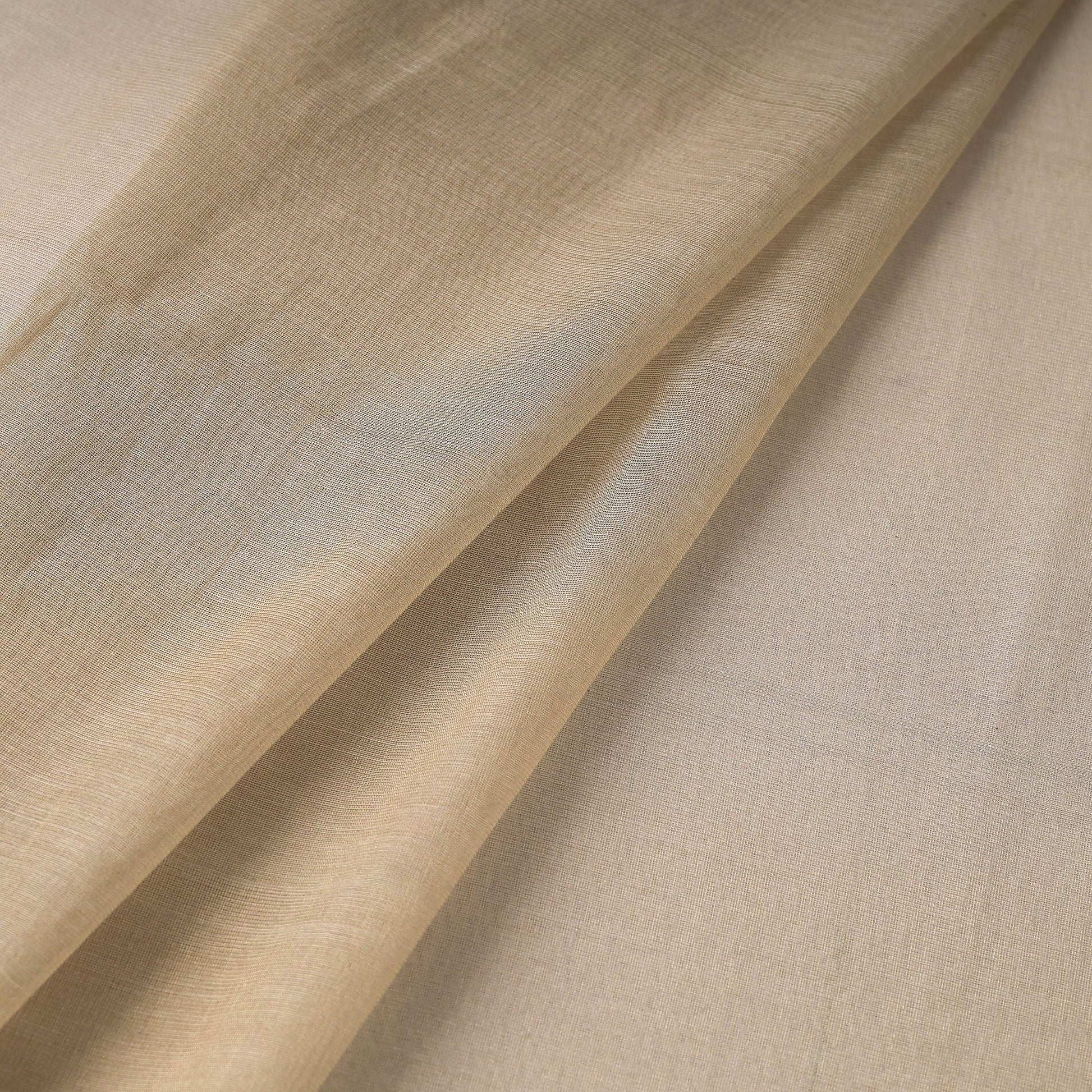 Beige - Traditional Tissue Chanderi Silk Handloom Zari Weave Fabric