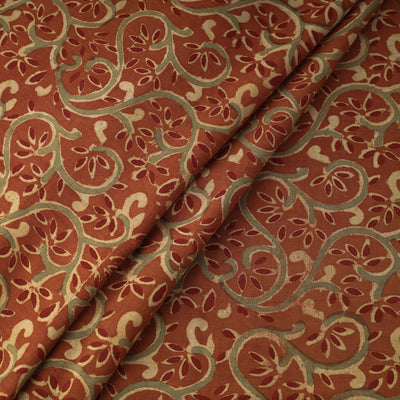 Brown - Kalamkari Block Printed Cotton Fabric