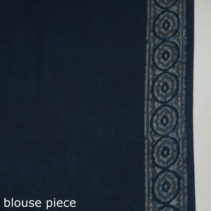 Blue - Akola Hand Block Printed Cotton Saree
