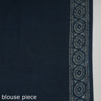 Blue - Akola Hand Block Printed Cotton Saree