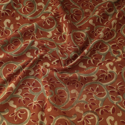 Brown - Kalamkari Block Printed Cotton Fabric
