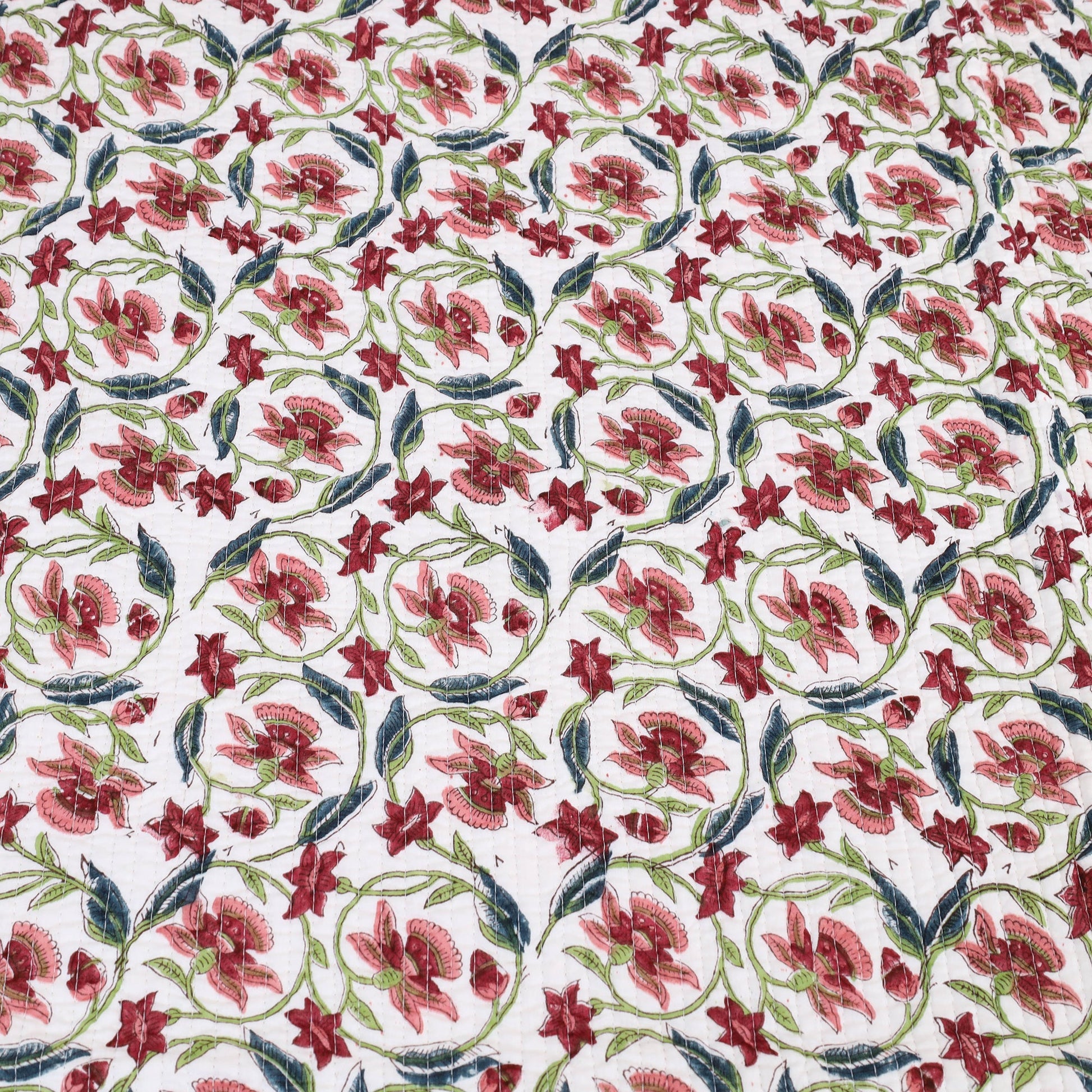 Brown - Double - Reversible Sanganeri Block Print Cotton Quilt Set 11