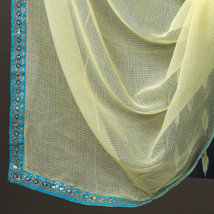 Blue - 3pc Cotton Pochampally Ikat Kurta with Plain Dupatta 04