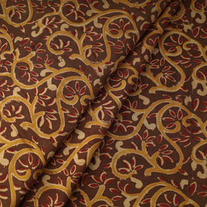 Brown - Kalamkari Block Printed Cotton Fabric