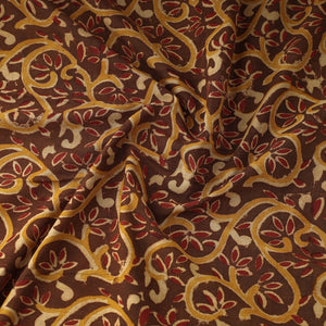 Brown - Kalamkari Block Printed Cotton Fabric