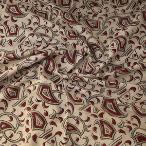 Beige - Kalamkari Block Printed Cotton Fabric