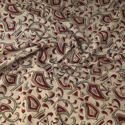 Beige - Kalamkari Block Printed Cotton Fabric