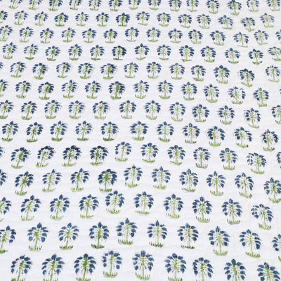 Blue - Double - Reversible Sanganeri Block Print Cotton Quilt Set 13