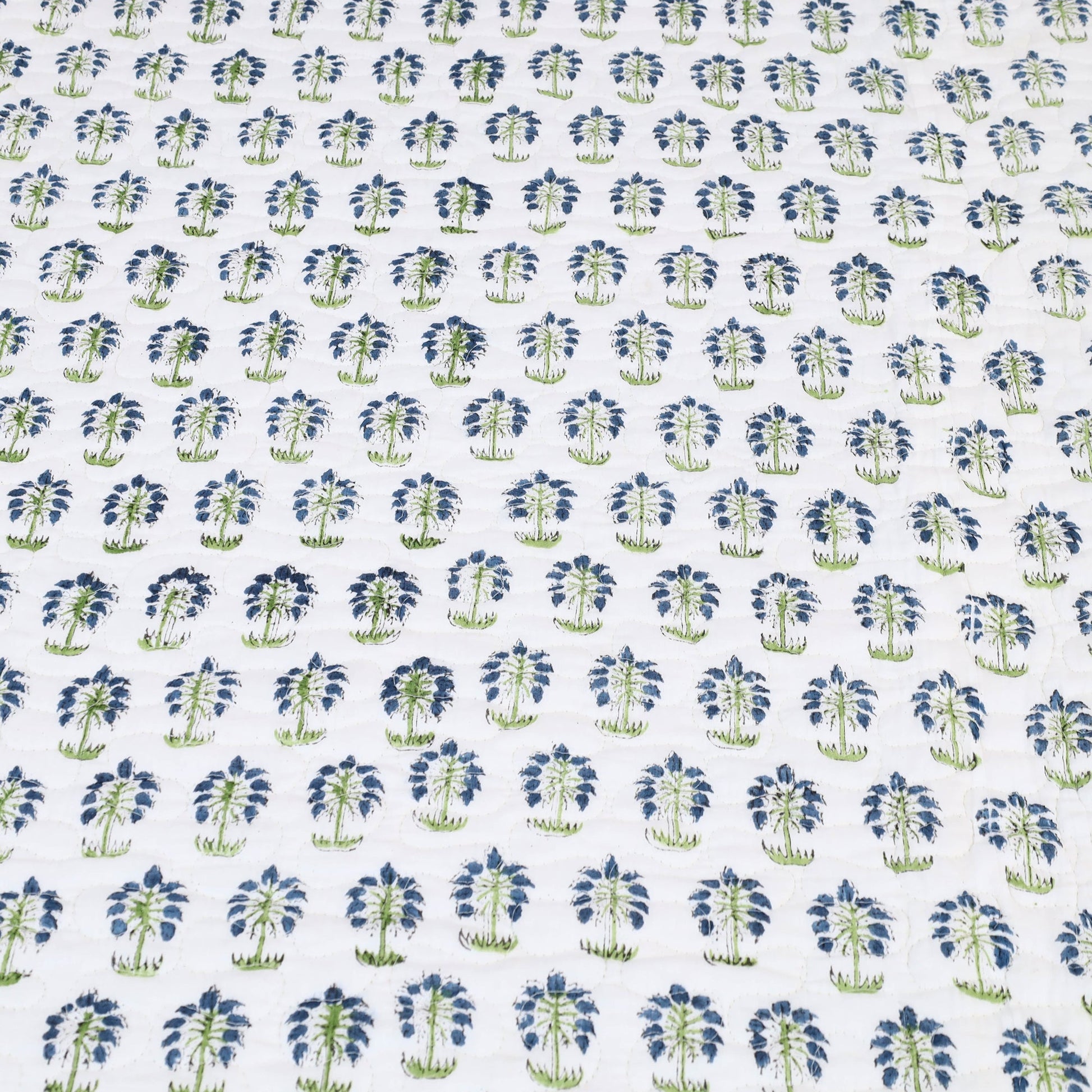 Blue - Double - Reversible Sanganeri Block Print Cotton Quilt Set 13