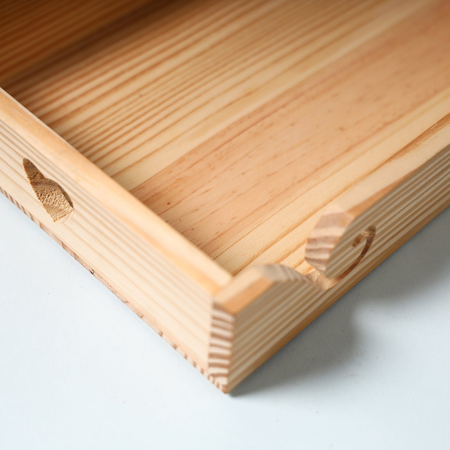 Beige - Hand Carved Natural Pine Wooden Tray (12 x 8 in)
