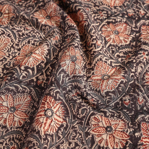 Black - Original Pedana Kalamkari Block Printed Cotton Table Cover (44 x 44 in)