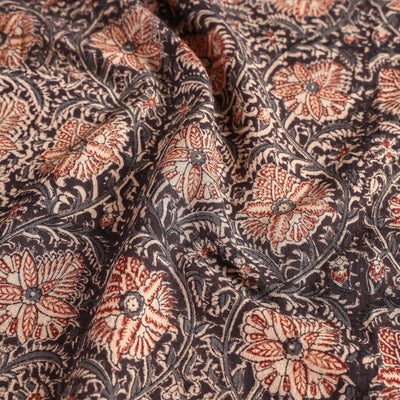 Black - Original Pedana Kalamkari Block Printed Cotton Table Cover (44 x 44 in)