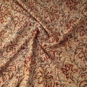 Beige - Kalamkari Block Printed Cotton Fabric
