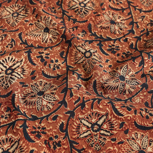 Brown - Original Pedana Kalamkari Block Printed Cotton Table Cover (44 x 44 in)