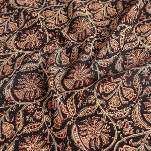 Black - Original Pedana Kalamkari Block Printed Cotton Table Cover (44 x 44 in)