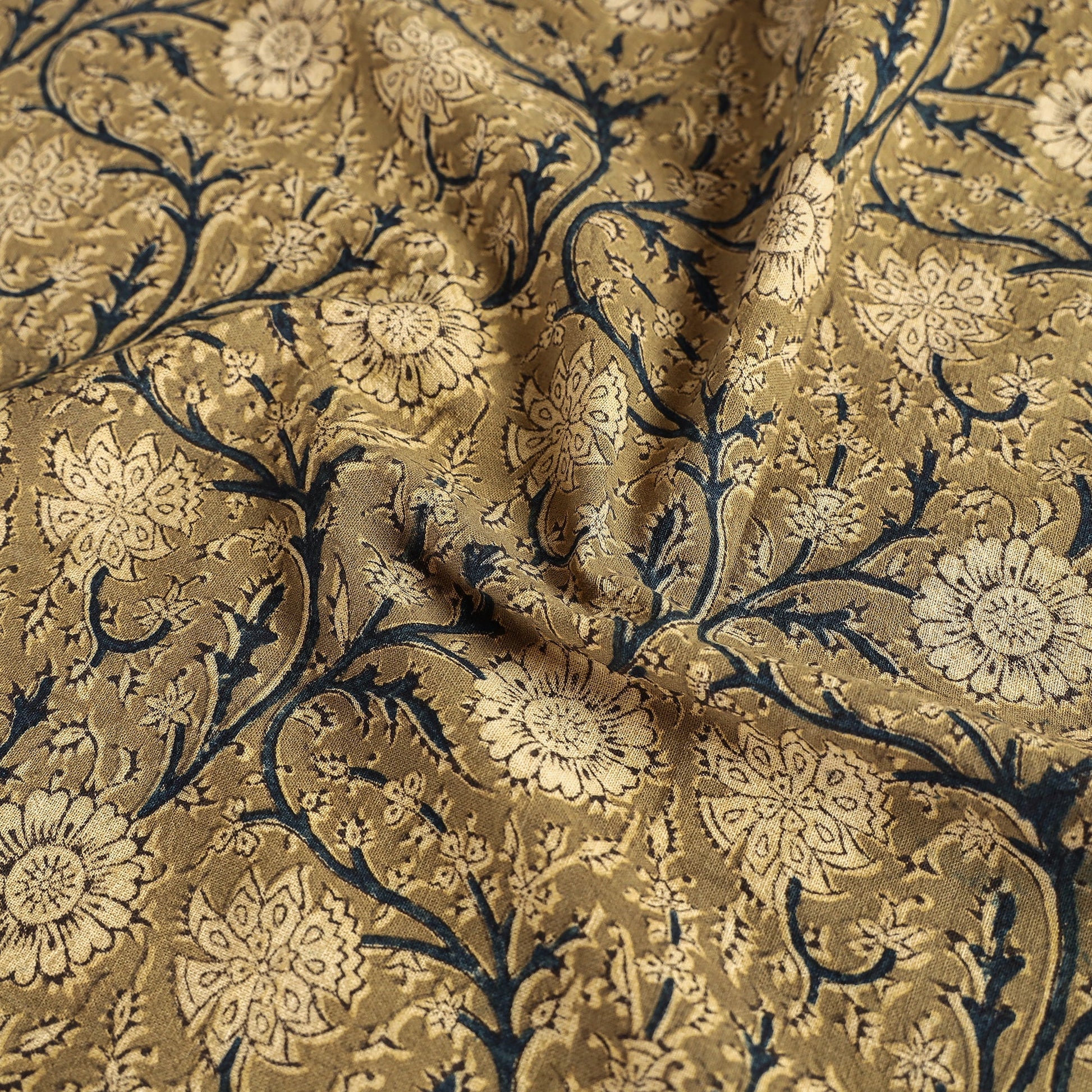 Brown - Original Pedana Kalamkari Block Printed Cotton Table Cover (44 x 44 in)
