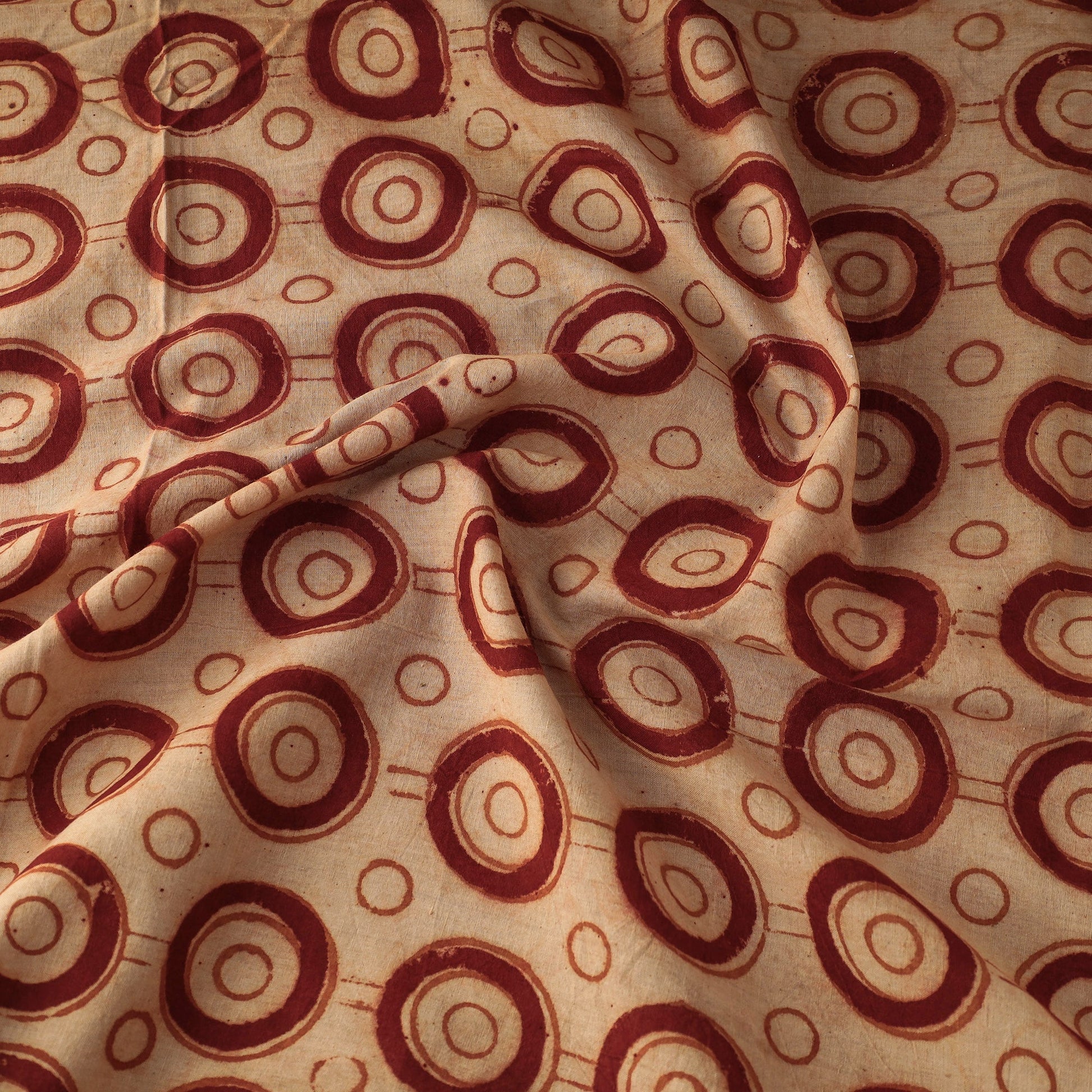 Beige - Kalamkari Block Printed Cotton Fabric