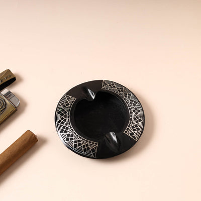 Bidri Work Pure Silver Inlay Ashtray 01