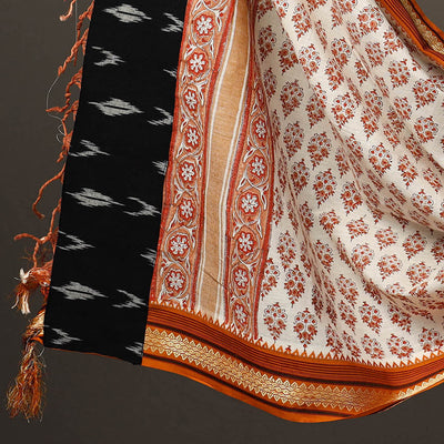 Black - 2pc Cotton Pochampally Ikat Kurta with Sanganeri Dupatta 28