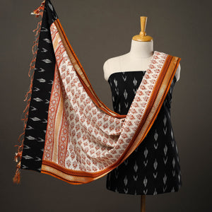 Black - 2pc Cotton Pochampally Ikat Kurta with Sanganeri Dupatta 28
