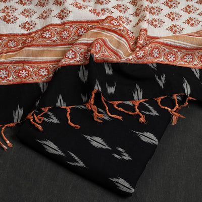 Black - 2pc Cotton Pochampally Ikat Kurta with Sanganeri Dupatta 28