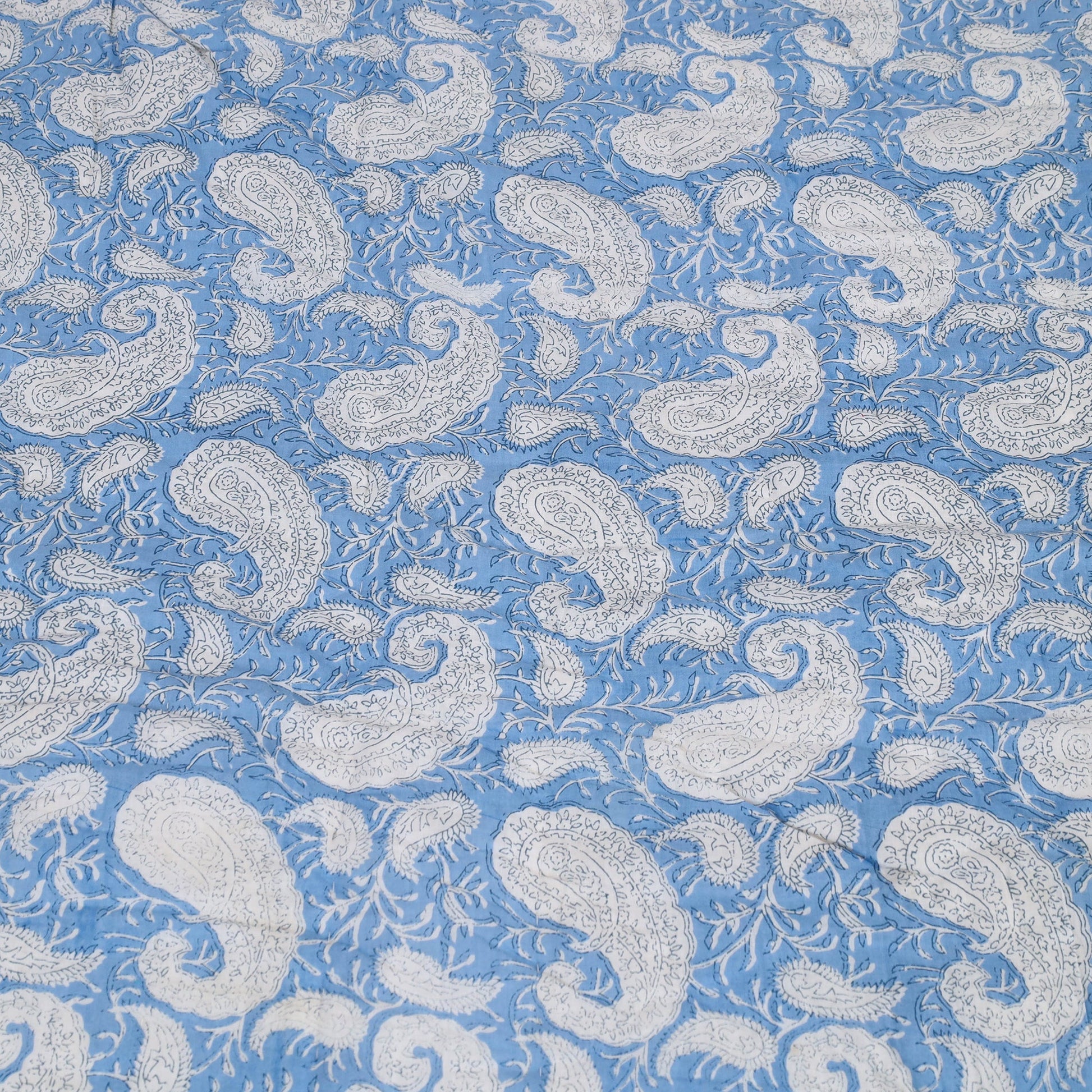 Blue - Double - Reversible Sanganeri Block Print Cotton Quilt 27