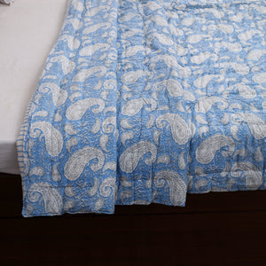 Blue - Double - Reversible Sanganeri Block Print Cotton Quilt 27