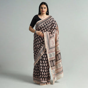 Black - Bagh Block Printed Chanderi Silk Saree 111