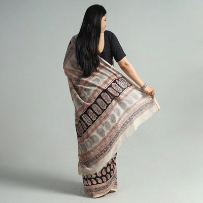 Black - Bagh Block Printed Chanderi Silk Saree 111