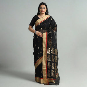 Black - Traditional Chanderi Silk Handloom Zari Work Saree 112