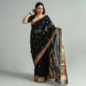 Black - Traditional Chanderi Silk Handloom Zari Work Saree 112