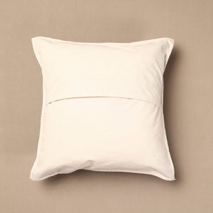 Black - Bakhiya Tanka Applique Work Cotton Cushion Cover (16 x 16 in)