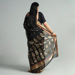 Black - Traditional Chanderi Silk Handloom Zari Work Saree 112