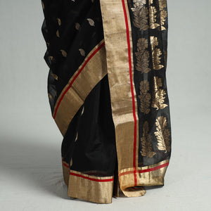 Black - Traditional Chanderi Silk Handloom Zari Work Saree 112