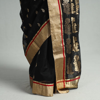 Black - Traditional Chanderi Silk Handloom Zari Work Saree 112