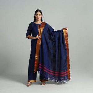 Blue - Cotton Dharwad Kurta Set with Palazzo & Dupatta 11