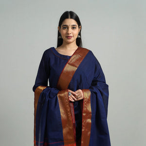 Blue - Cotton Dharwad Kurta Set with Palazzo & Dupatta 11