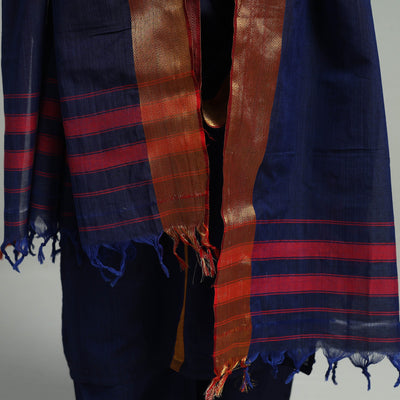 Blue - Cotton Dharwad Kurta Set with Palazzo & Dupatta 11