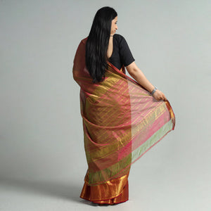 Brown - Mangalagiri Handloom Silk Cotton Saree with Zari Border 124