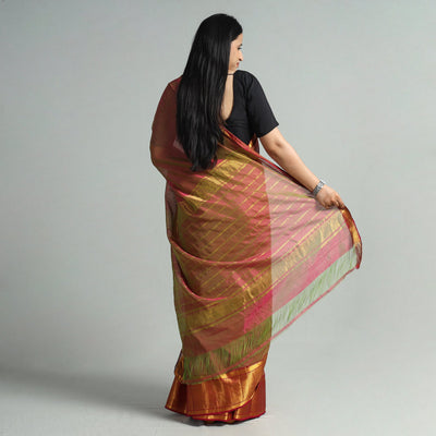Brown - Mangalagiri Handloom Silk Cotton Saree with Zari Border 124