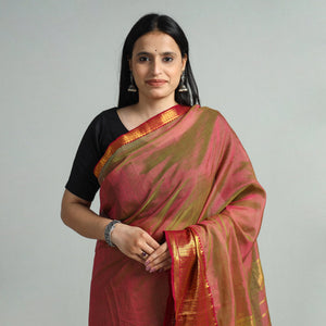 Brown - Mangalagiri Handloom Silk Cotton Saree with Zari Border 124