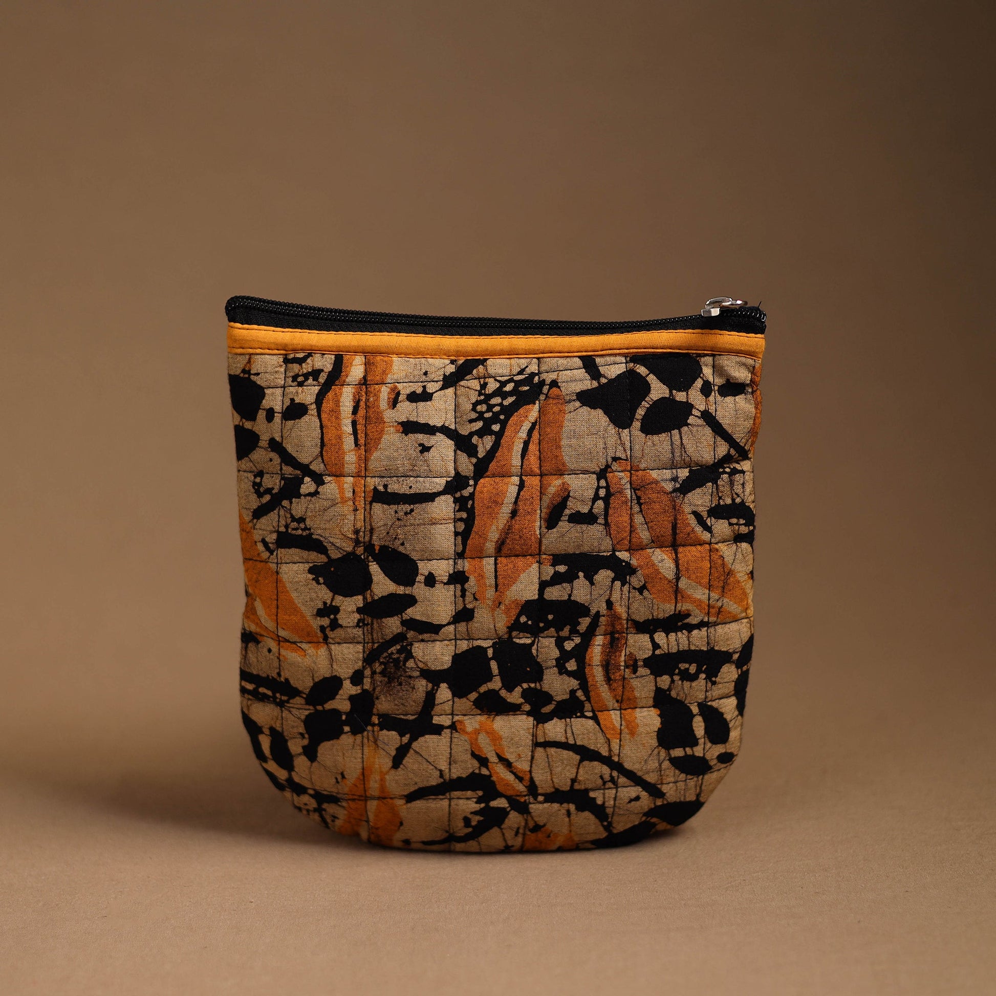 Brown - Handmade Quilted Cotton Utility Pouch 07