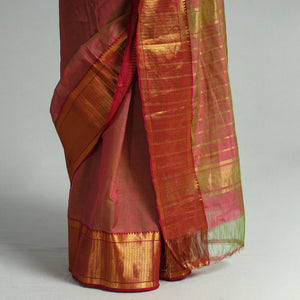 Brown - Mangalagiri Handloom Silk Cotton Saree with Zari Border 124