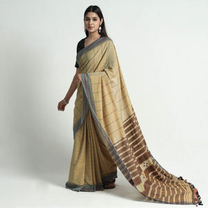 Brown - Organic Kala Cotton Bhujodi Handloom Saree