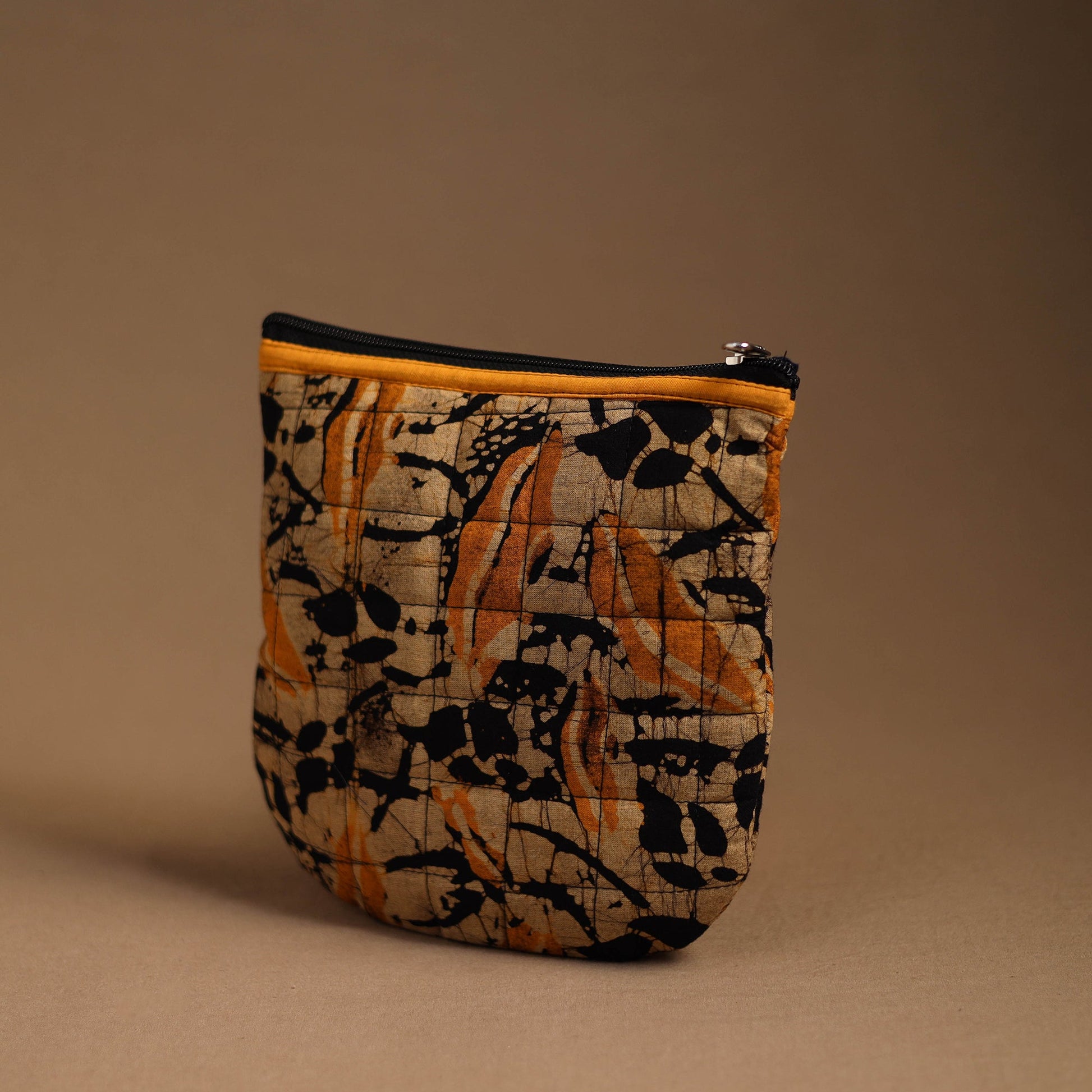 Brown - Handmade Quilted Cotton Utility Pouch 07