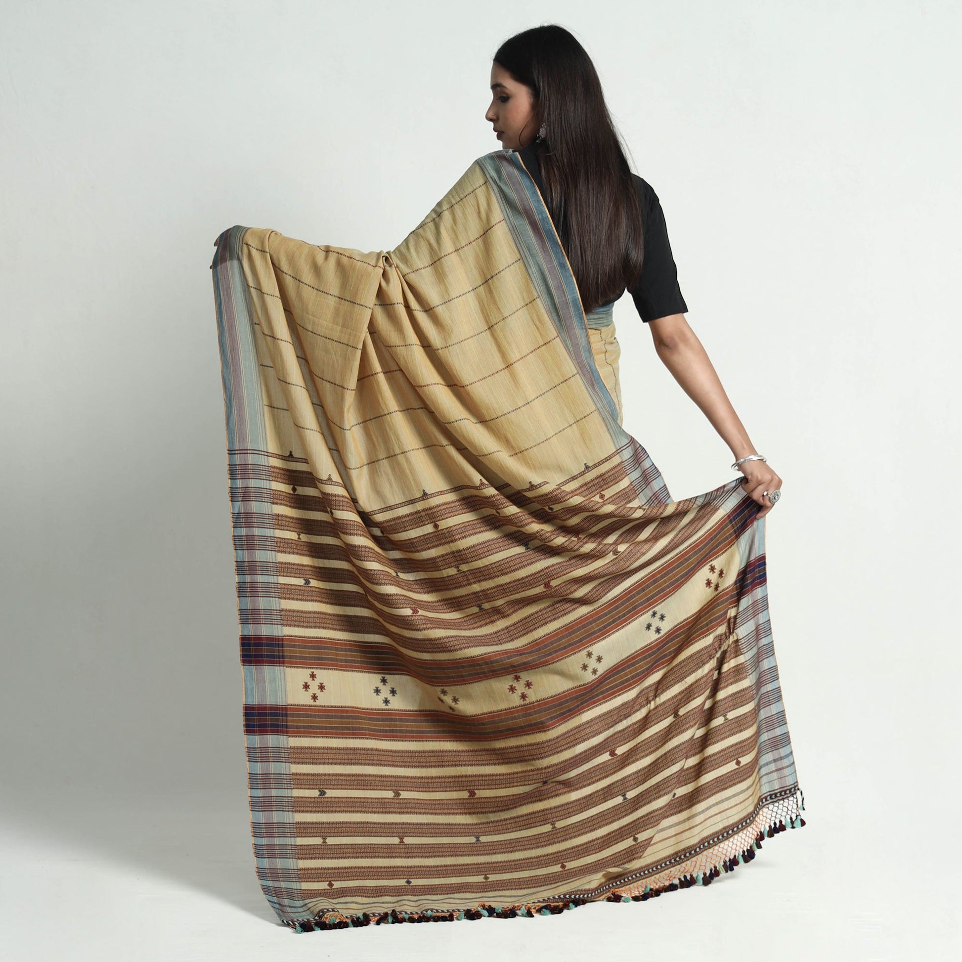 Brown - Organic Kala Cotton Bhujodi Handloom Saree