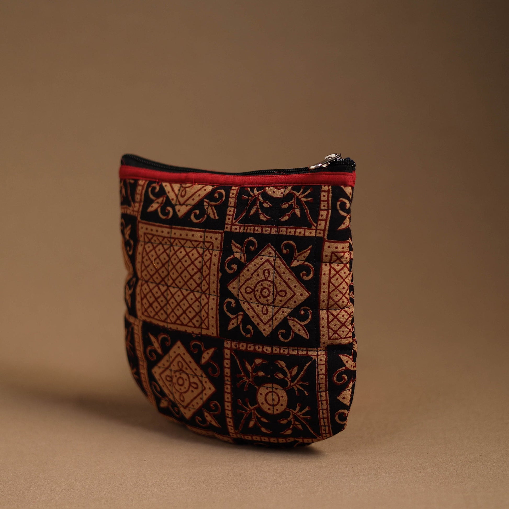 Black - Handmade Quilted Cotton Utility Pouch 08