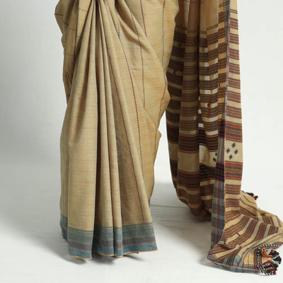 Brown - Organic Kala Cotton Bhujodi Handloom Saree