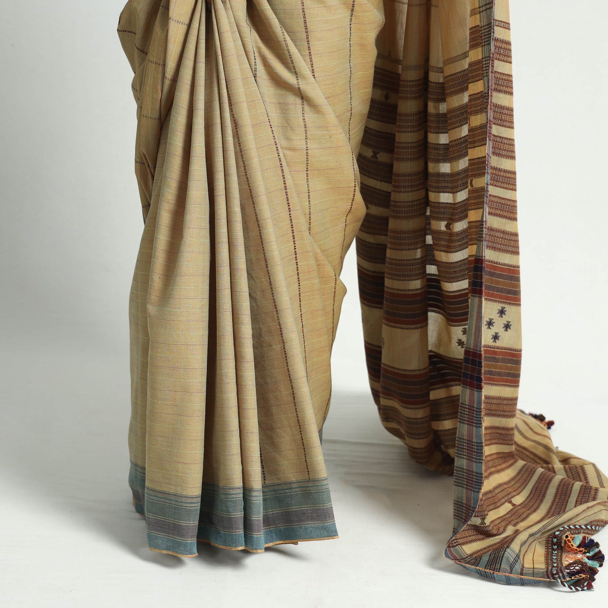 Brown - Organic Kala Cotton Bhujodi Handloom Saree